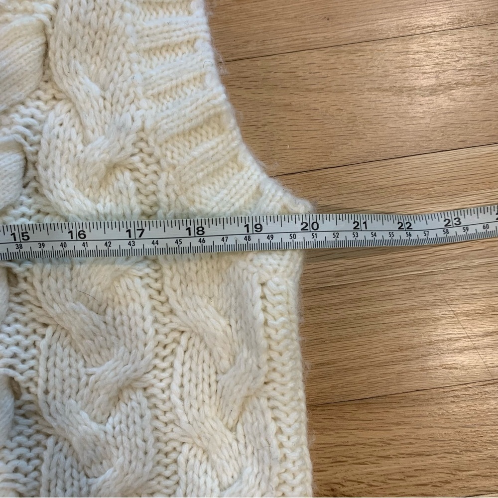 Zara Cable Knit Tie Detail Cream Sweater Vest Size Small Holiday Winter Preppy - Picture 9 of 10